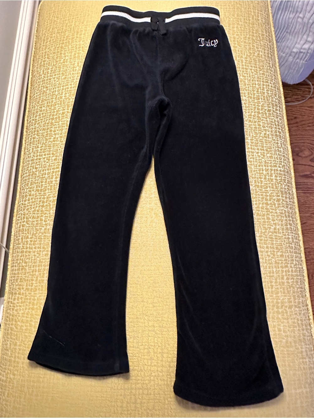 Juicy Couture Kids Black Velour Joggers with Striped Waistband